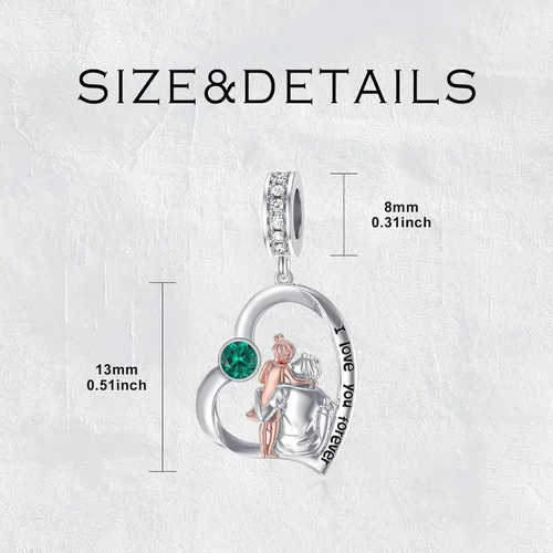 Vista 33 de PROESS Dije para padre, madre e hija, pulsera de plata de ley para pulseras, regalos de cumpleaños, día de San Valentín, para hija, madre, amante