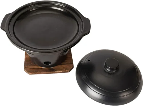 Vista 5 de Urban Tokyo Olla japonesa de loza irori para parrilla Tobanyaki, placa de cerámica con estufa y salvamanteles Kaiseki Ryori 10 onzas líquidas olla