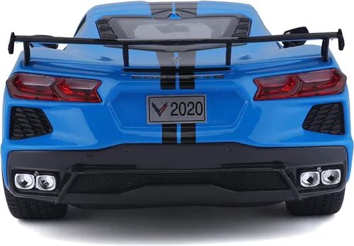 Vista 7 de Maisto 1:18 Edición Especial 2020 Chev Corvette Stingray Z51 (ala ala) Azul