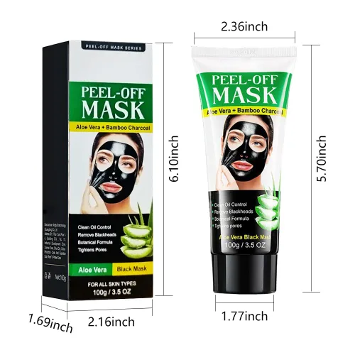 Vista 6 de Máscara facial de carbón para removedor de puntos negros, aloe vera y carbón de bambú, tira removedor de puntos negros para todo tipo de piel, tiras