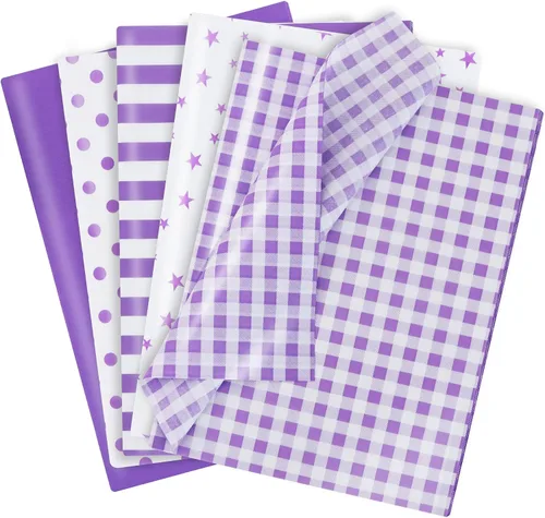 Vista 19 de BEISHIDA 100 hojas de papel de seda blanco y negro a granel, rayas de sarga y puntos, estrellas para bolsas de regalo, papel de regalo de 14 x 20