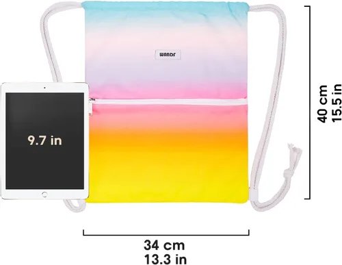 Vista 5 de WANDF - Mochila de nailon con cordón, resistente al agua, para gimnasio, compras, deporte, yoga