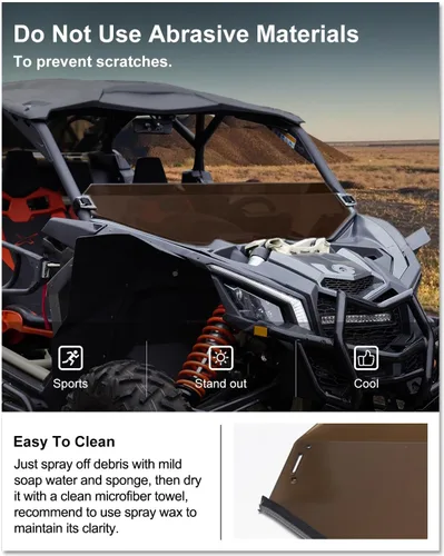 Vista 5 de KIWI MASTER Medio parabrisas de policarbonato con recubrimiento duro teñido para 2017-2026 Can Am Maverick X3 Accesorios de policarbonato