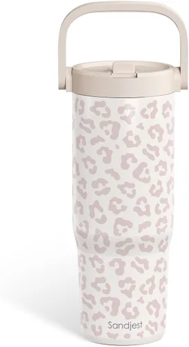 Vista 14 de SANDJEST Besties - Vaso de acero inoxidable con tapa para pajita de 30 onzas con asa de transporte para mujeres, niñas, mejores amigas, taza de café