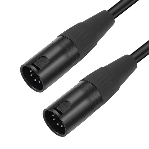 Vista 7 de Paquete de 2 cables XLR macho a macho de 5 pines, DMX 512 5 PIN XLR Lightspeed Controller Cable de 2 pies, negro