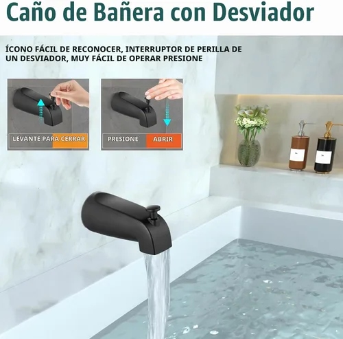 Vista 4 de Heyalan Juego de grifo de ducha de 4 pulgadas con boquilla y válvula, negro