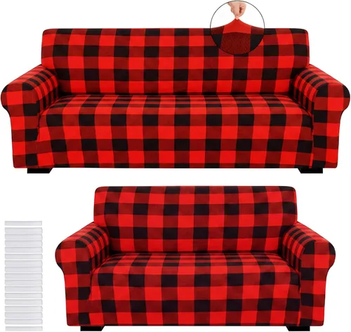 Vista 15 de Peryiter Juego de 1 funda de elastano de seda de leche para sofá, fundas protectoras de muebles para sofá, sofá biplaza, sillón, ajuste elástico, a