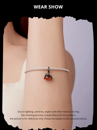 Vista 3 de Dijes de plata de ley 925 para pulseras, regalos de joyería para calabaza negra