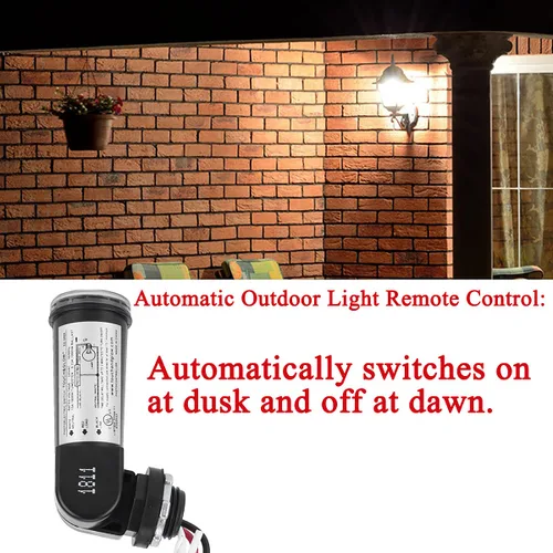 Vista 5 de Sensor fotoeléctrico al aire libre, interruptor de sensor de luz de fotocélula de CA de 120 V, control de iluminación de conducto de montaje