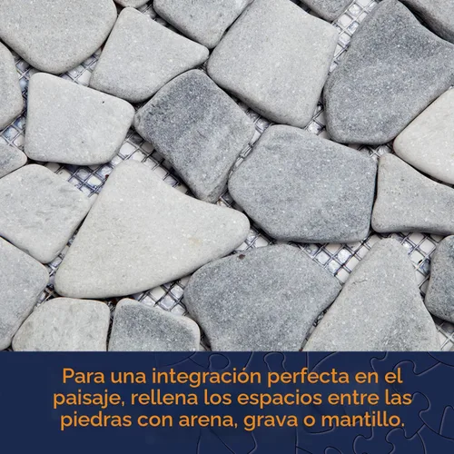 Vista 6 de Bits and Pieces Stepping Stones Pasarela al aire libre de 12 pulgadas de mármol de roca de río, juego de 3 decoraciones de patio, adoquines