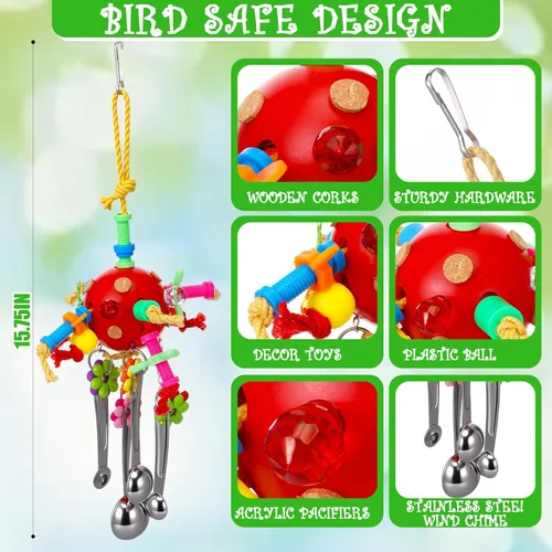 Vista 2 de Soulchen Juego de 4 piezas de juguete de loro de pájaro extragrande