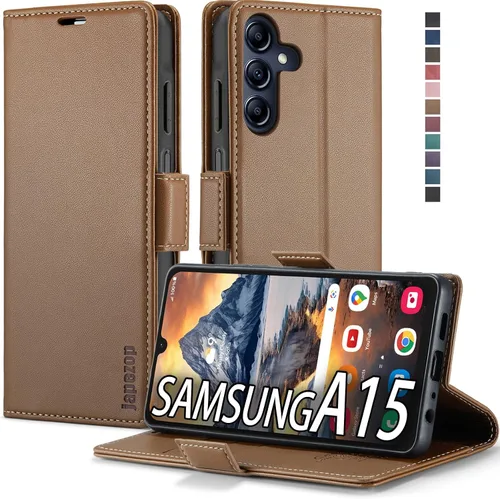 Vista 28 de Funda tipo cartera para Samsung Galaxy A12 con tarjetero [bloqueo RFID] atril magnético, funda de cuero con tapa para Samsung Galaxy A12 (negro)