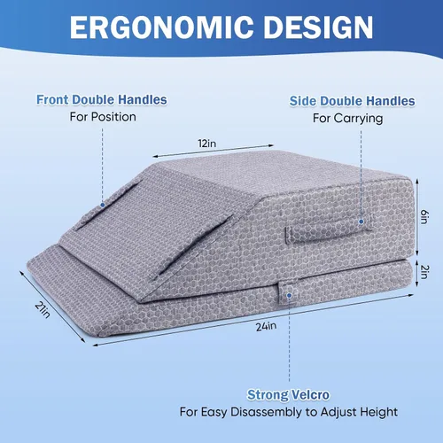 Vista 6 de Almohada ajustable para piernas con elevación de circulación sanguínea para recuperación después de la cirugía, hinchazón, ciática, espalda