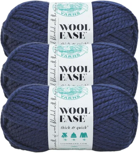 Vista 176 de Lion Brand Yarn - Ovillo de lana Wool-Ease Thick & Quick color fuerza aérea Super Bulky Wool Acrylic Blend Fiber for Soft Hats, Sweaters, Chunky