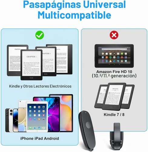 Vista 6 de Mando a distancia para Kindle Page Turner con 1 clip y estuche de almacenamiento, color negro Recargable tipo C, funciona con Kindle Paperwhite