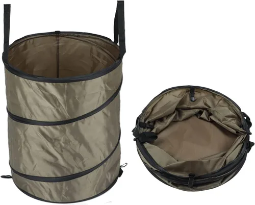 Vista 6 de Cubo de basura plegable, resistente al agua, tela Oxford, anillos de acero reforzados, para camping, papelera plegable, portátil, plegable