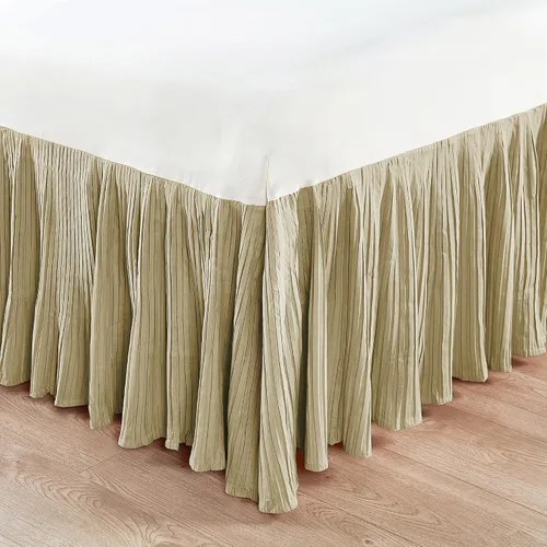 Vista 11 de Home Soft Things Falda de cama plisada de microfibra, diseño elegante envolvente de microfibra sólida con caída de 18 pulgadas, ropa de cama