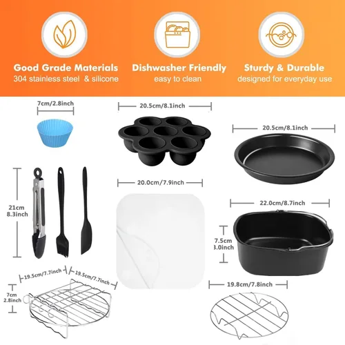 Vista 2 de Accesorios para freidora de aire para Cosori, 10 piezas cuadradas accesorios para COSORI 5.8 cuartos de galón, 6.0 cuartos de galón, Instant Vortex