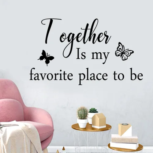Vista 4 de 4 carteles decorativos de pared con texto en inglés «This is us together» («This is us together» bendice this home), calcomanías de vinilo