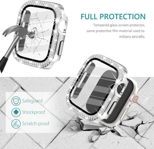 Vista 72 de Surace Bling - Carcasa con protector de pantalla para Apple Watch Series 3, 2, 1 de 1.496 pulgadas