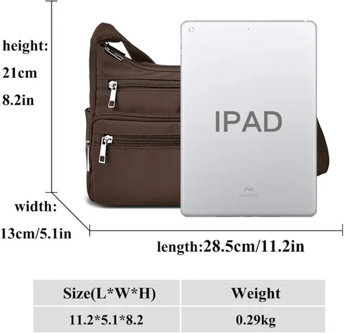 Vista 3 de Monederos RFID para mujer bolso cruzado de nailon con múltiples bolsillos bolso de viaje para mujer