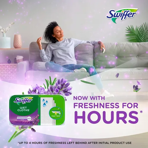 Vista 5 de Swiffer Sweeper - Recambio de paño de trapeador húmedo - Lavanda vainilla y comodidad - 24