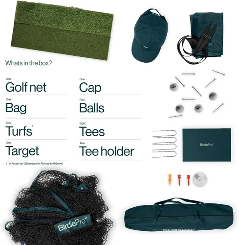 Vista 2 de BirdiePro® - Red de práctica de golf American Pro, red de golf resistente de 10 x 7 pies con objetivo EchoShield™ y red FlexWeave™, patio trasero