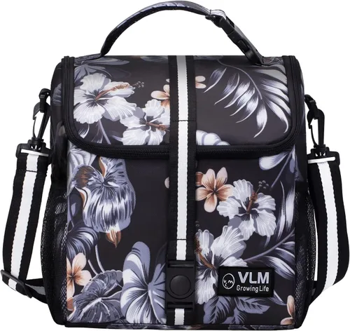 Vista 11 de VLM - Bolsas de almuerzo para mujer, lonchera floral aislada a prueba de fugas con correa de hombro ajustable, bolsa de picnic reutilizable