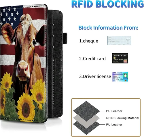 Vista 38 de Funda para chequera para hombres y mujeres, cartera de cuero RFID con ranuras para tarjetas de crédito, soporte de cheques duplicados personales