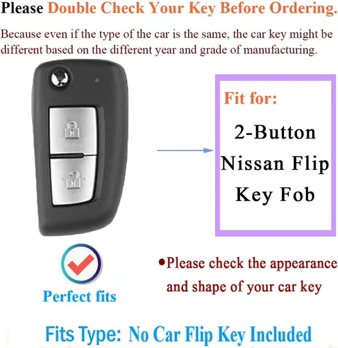 Vista 2 de SANRILY Carcasa para llave con tapa de 2 botones con patrón de jade azul para Nissan Rogue Frontier, sin llave, protección completa, funda de TPU