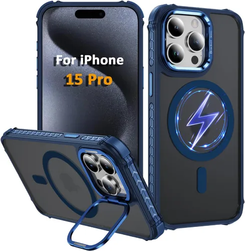 Vista 29 de Funda KETGII para iPhone 13, para iPhone 14, compatible con MagSafe, carga inalámbrica, resistente, a prueba de golpes, pata ajustable, delgada