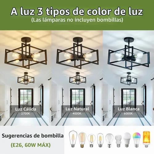Vista 3 de Paquete de 2 lámparas de techo modernas negras de montaje empotrado de 18.89 pulgadas, base E26, lámpara de araña para granja, cocina, isla