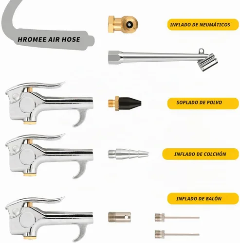 Vista 2 de Hromee Accesorios para Manguera de Aire 1/4 Pulgada NPT de Latón, Conector y Tapón de Conexión Rápida, Kit de Accesorios para Compresor de Aire