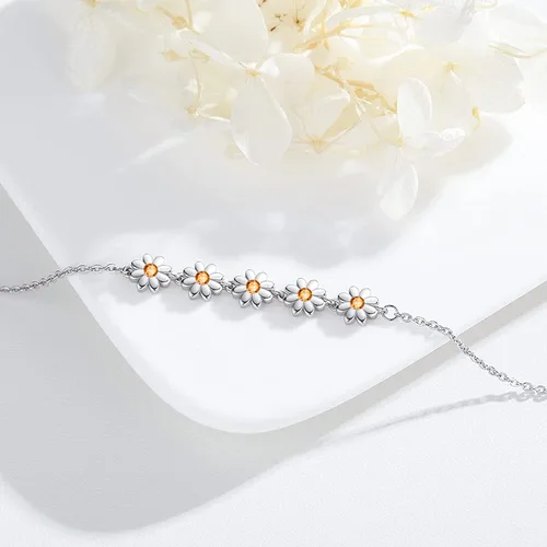 Vista 2 de Palpitate Pulsera de plata de ley, delicada joyería que no se deslustra para mujeres, mamá, madre, ella, regalo de margarita en cumpleaños