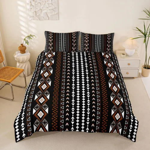 Vista 24 de Erosebridal Bohemian Duvet Cover Twin Country Southwestern Comforter Cover for Kids Teens Boho Aztec Arrows Diamond Bedding Set Black Gray Geometric