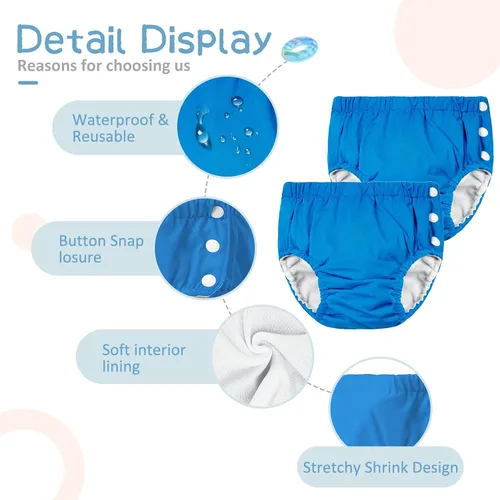 Vista 3 de Durio Pañales de natación para niños pequeños, pañales de natación reutilizables, pañales de natación lavables para bebés, pañales de natación