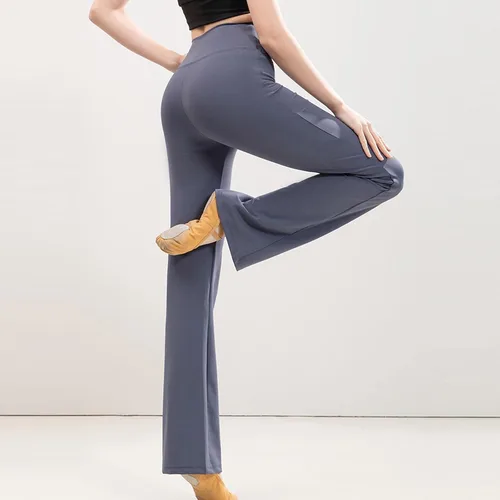 Vista 6 de Leggings de yoga sólidos de cintura alta para mujer, pierna acampanada, corte de bota, pantalones deportivos, pantalones moldeadores de cuerpo, ropa