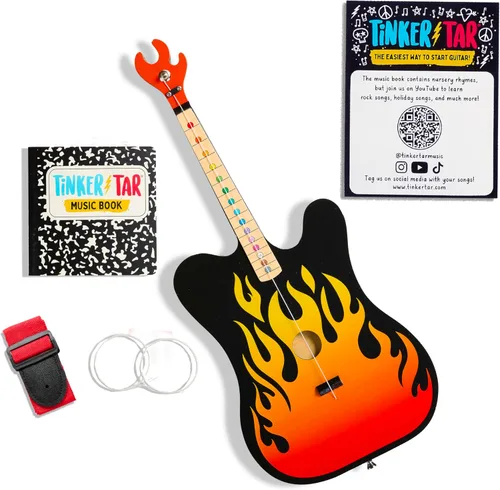 Vista 9 de TinkerTar - Guitarra Dinosaurio - La forma más fácil de comenzar y aprender a tocar la guitarra - Instrumento de juguete de 1 cuerda para niños
