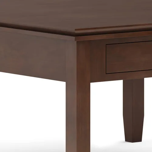 Vista 6 de SIMPLIHOME Mesa de Centro Cuadrada Artisan – Mesa de Cóctel Transicional de Madera Maciza de 36 Pulgadas de Ancho en Marrón Rojizo, Mesa Clásica