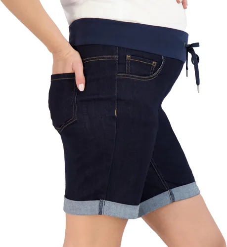 Vista 2 de Women's Maternity Shorts Double Roll Cuff - Mom Comfy Activewear, Pregnancy Clothes for Summer, BCI Certified