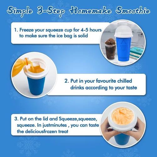 Vista 5 de Taza de Fabricante de Granizado de 500ML - Tazas de Granizado Mágicas DIY, Tazas Apretadoras Portátiles para Hacer Leche y Helado, Tazas