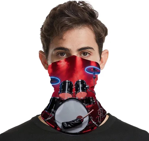 Vista 4 de Cool Drum Set Neck Gaiter Breathable & Moisture-Wicking Face Mask Bandana Balaclava Sun Protection Face Cover Scarf Lightweight Seamless Design for