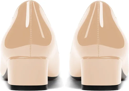 Vista 4 de WAYDERNS Zapatos de vestir de negocios de tacón bajo y grueso con puntera puntiaguda para mujer, de patente, de 1.5 pulgadas