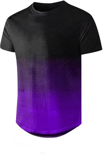Vista 3 de Tshirts Shirts for Men Casual Summer Fashion Short Sleeve Round Neck Tie Dye Gradient Basic Tee Outdoor Camping Tops