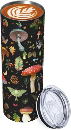 Vista 10 de Taza de hongos, taza de hongos, regalos de hongos, taza de café de 20 onzas, taza de viaje aislada con tapa a prueba de fugas, vaso reutilizable