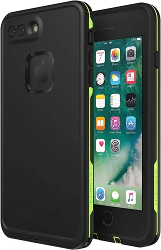 Vista 4 de Funda blindada Lifeproof serie Frē de Otterbox para iPhone 7 Plus y 8 Plus, color negro/lima