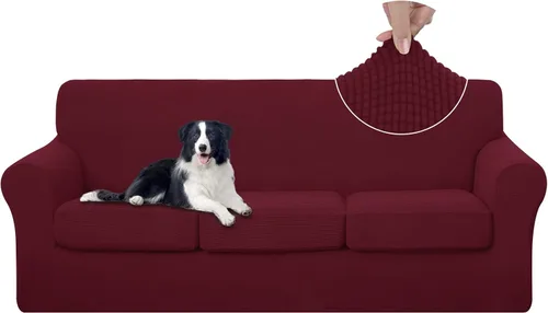 Vista 14 de U-NICE HOME Funda elástica para sofá de 3 piezas, funda de sofá lavable con cojín de asiento individual para sofá de 2 cojines, apta para mascotas