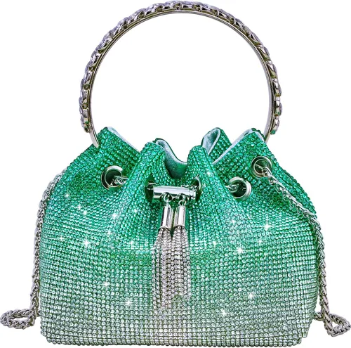 Vista 10 de TOPALL Bolso de Noche Mejorado con Diamantes de Imitación, Bolso de Mano Brillante con Diamantes de Imitación en Plata, Monederos de Diamantes