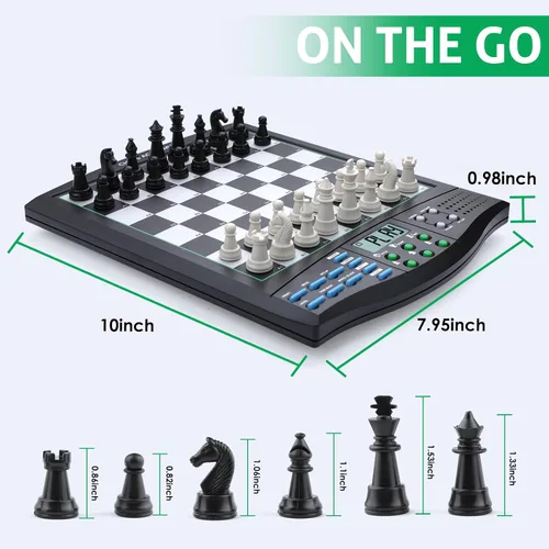 Vista 4 de Tablero de ajedrez electrónico Talking Chess Academy, tablero de ajedrez inteligente con sistema de enseñanza de voz, juego de ajedrez