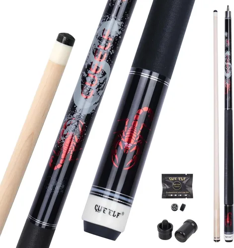 Vista 10 de CUEELF Scorpion Pool Cue Pro Taper Low Deflection Shaft 12.5mm Tip Negro